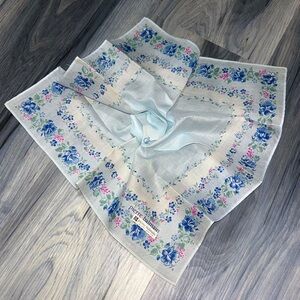 Pierre Balmain Blue & Pink Floral Cotton Handkerchief